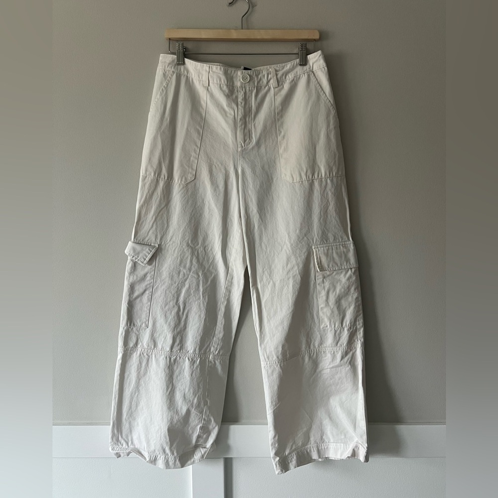Princess Polly White Utility Cargo Pants US 8 | Wide Leg Street Style